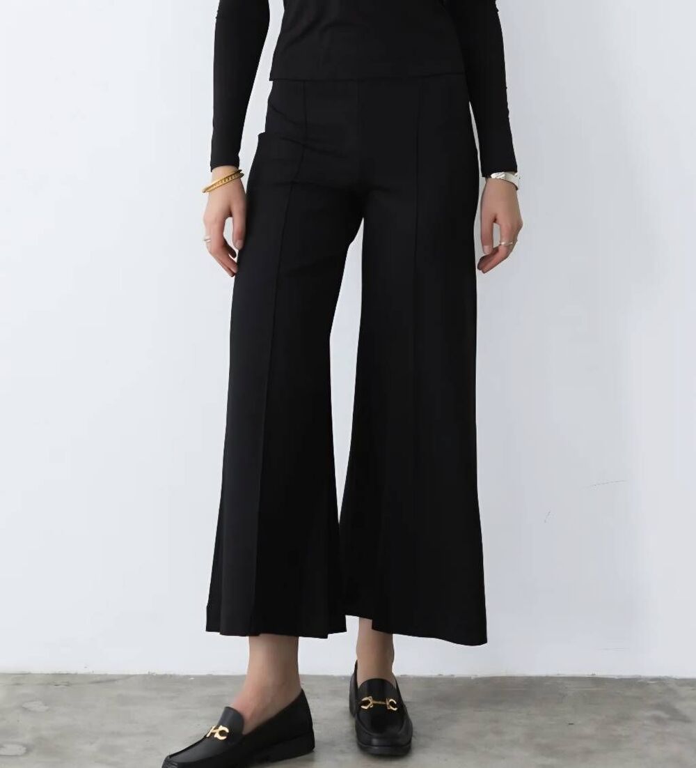 Ripley Rader Black Ponte Knit Wide Leg Pant: Cropped sz 1 (XS)